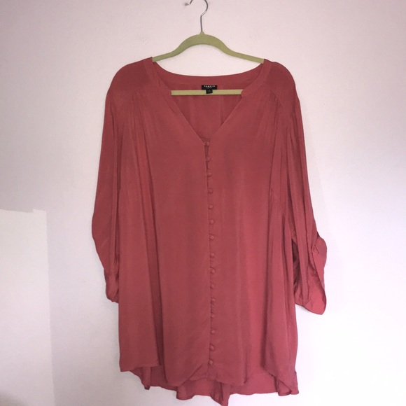 torrid Tops - Torrid Harper Pink Challis Button Down Blouse